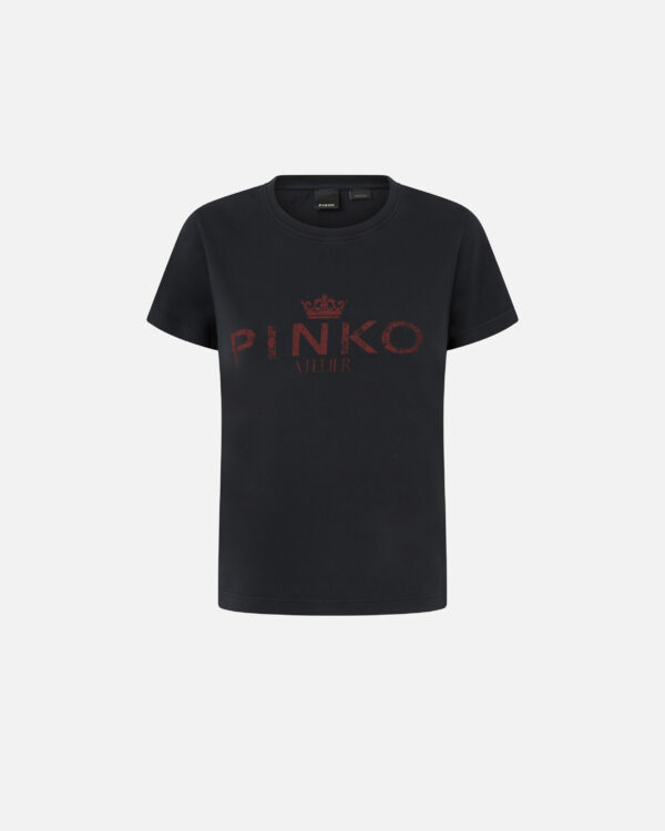 Camiseta de algodón con estampado PINKO Atelier