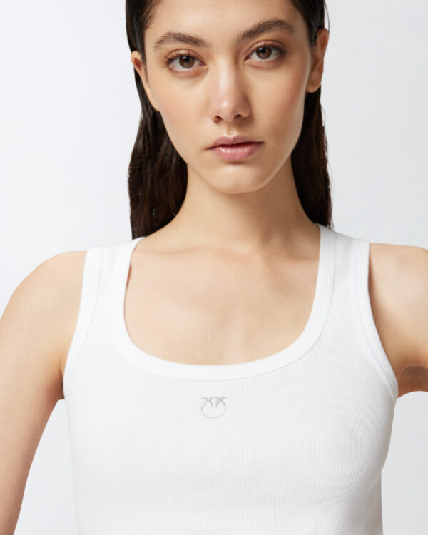 Camiseta sin mangas de canalé con logo de pájaro - Imagen 2
