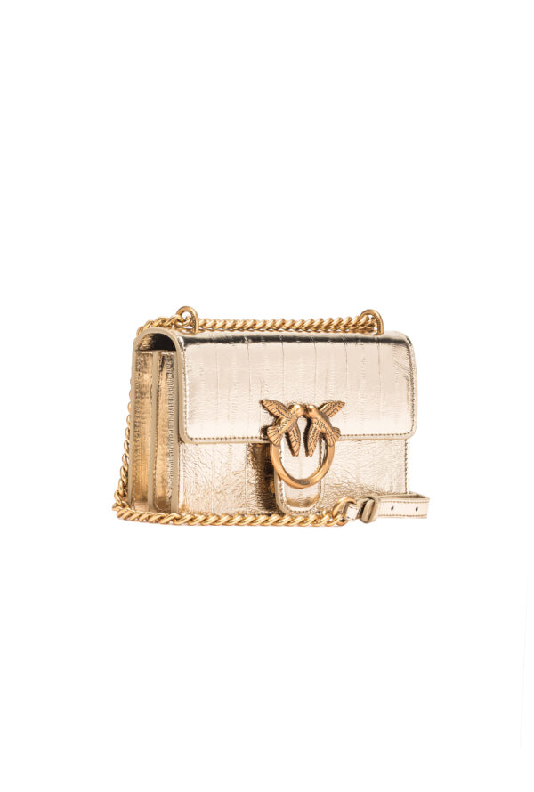 Bolso Pinko Love Bag Mini Oro Metalizado - Imagen 2