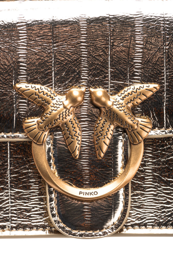 Bolso Pinko Love Bag Mini Oro Metalizado - Imagen 4