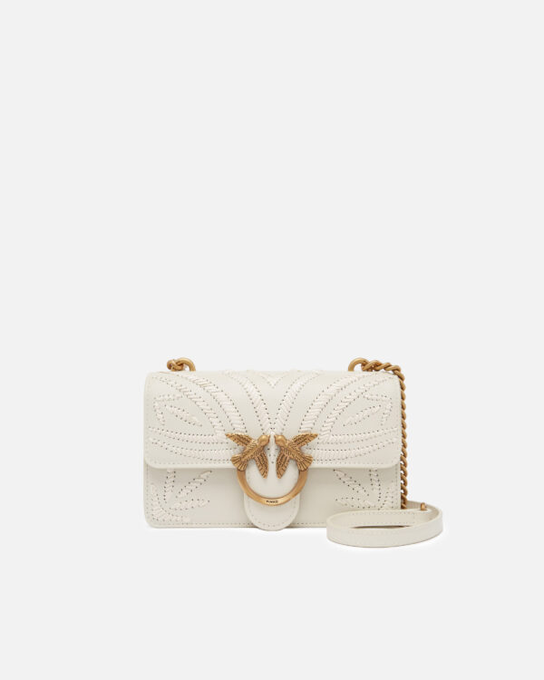 Bolso bandolera pequeño Mini Love Bag con bordado de rafia
