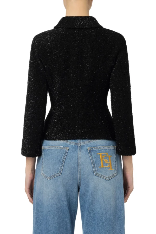 Chaqueta cropped en tweed de lúrex con cadena - Imagen 3