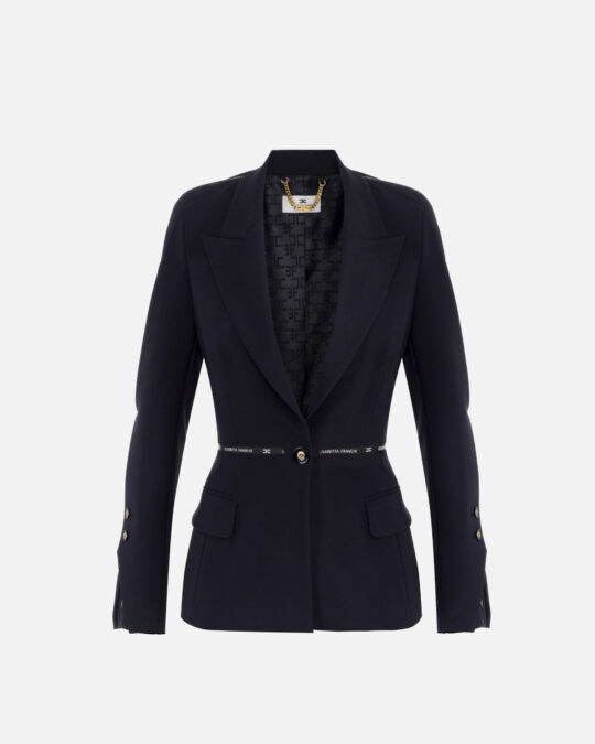 Chaqueta de crepé con cinta logotipo