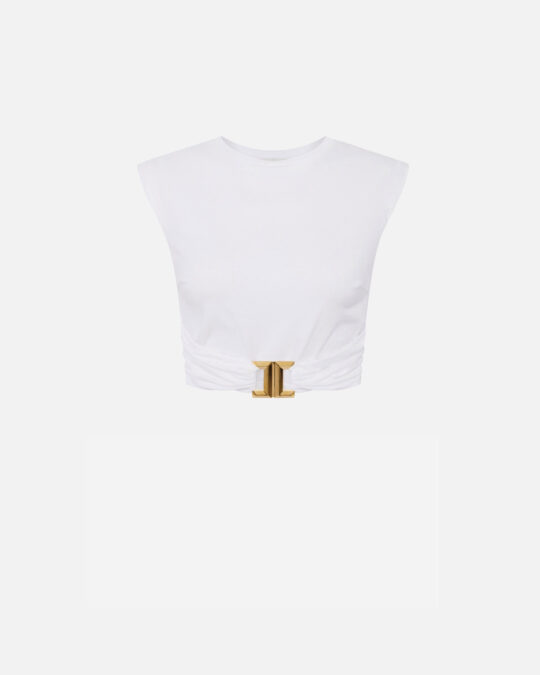 Camiseta de punto de algodón con logotipo joya