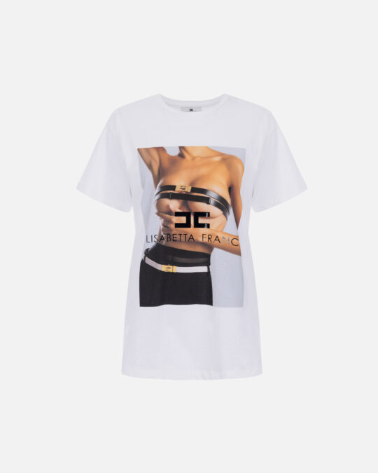 Camiseta de punto de algodón con estampado fotográfico