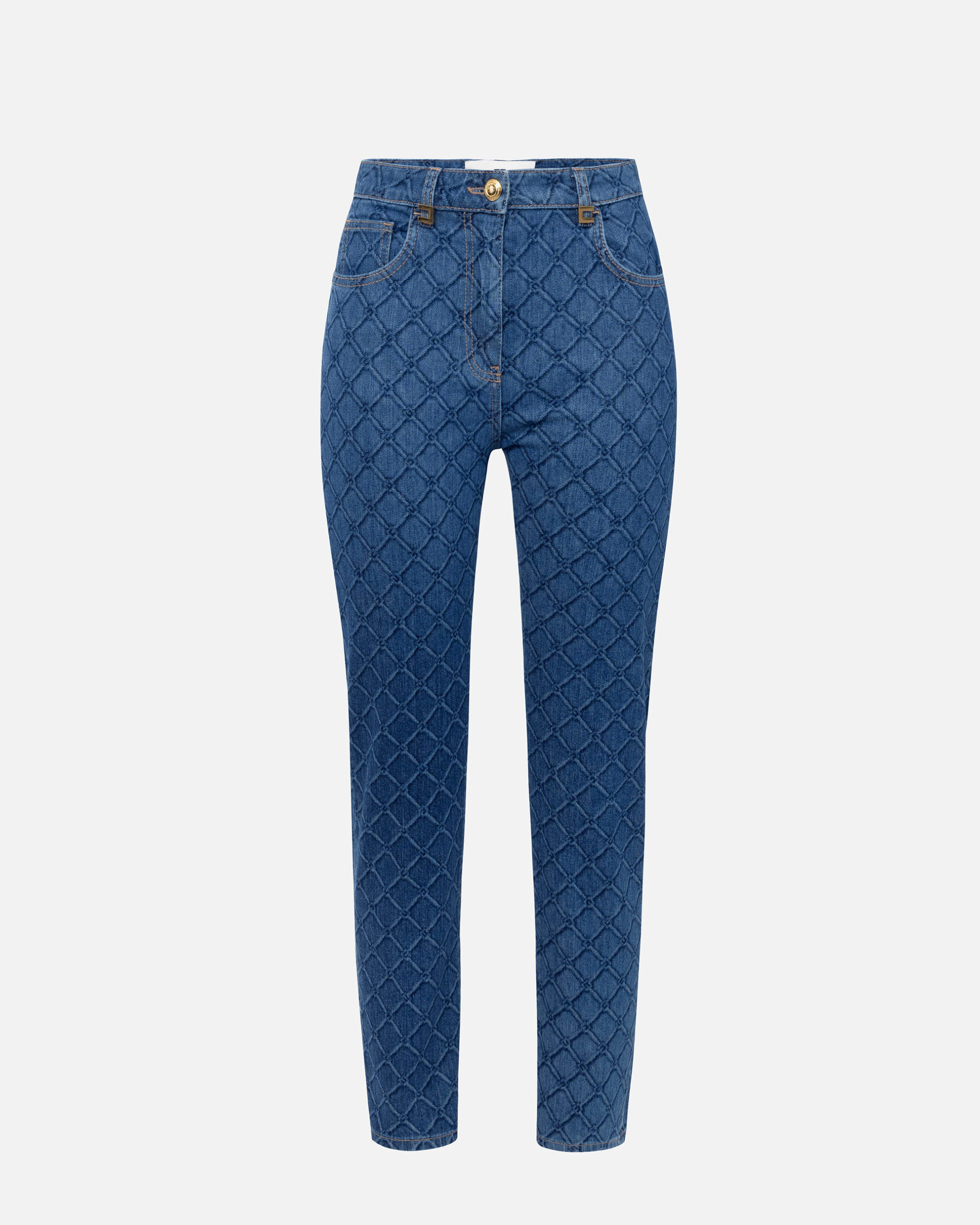 Pantalón denim con rombos all-over