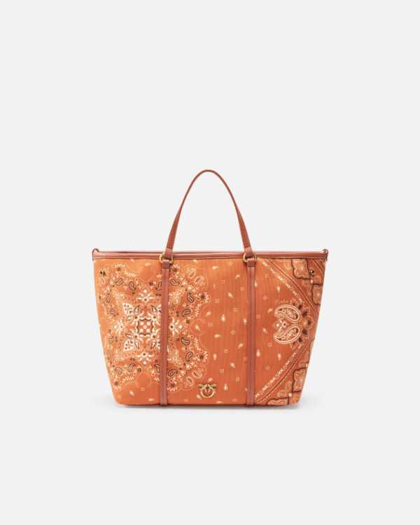 Bolso shopper de mano mediano con estampado de bandana y correa