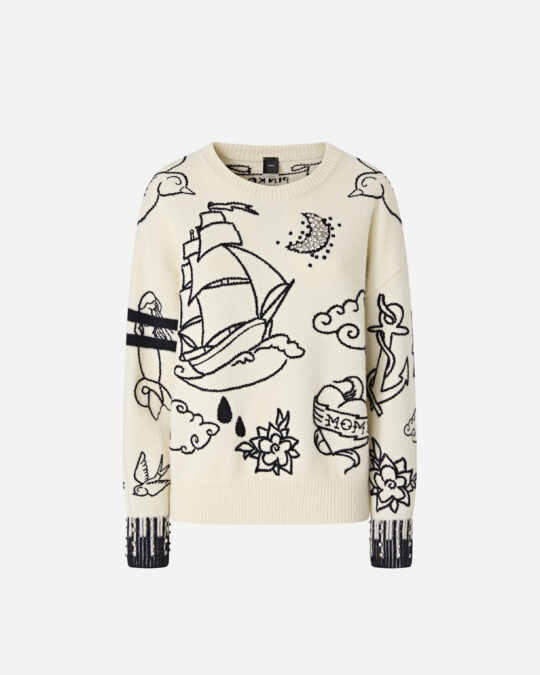 Suéter estampado de cuello redondo