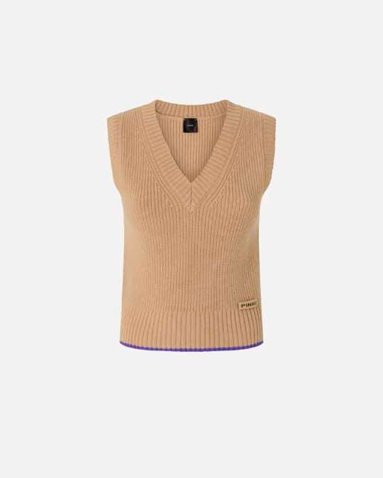 Chaleco de punto con cuello en V