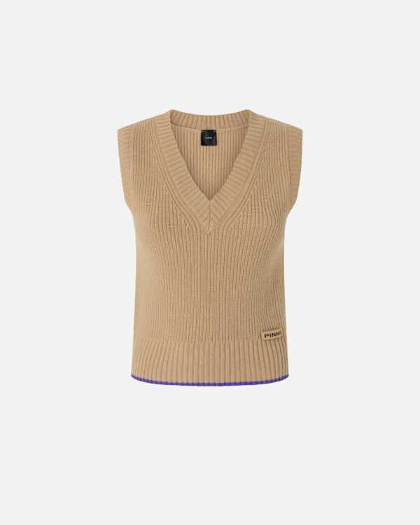 Chaleco de punto con cuello en V