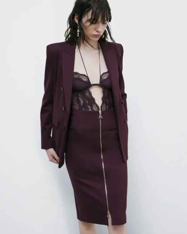 Falda midi de tiro alto con cremallera