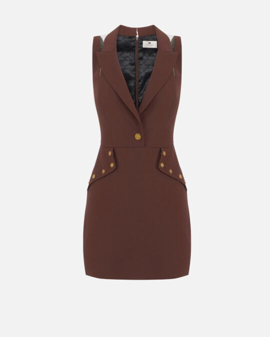 Mini vestido de doble crepé con botones joya