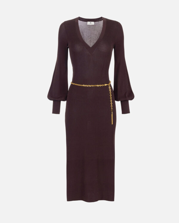 Vestido de punto de viscosa y seda con cinturón