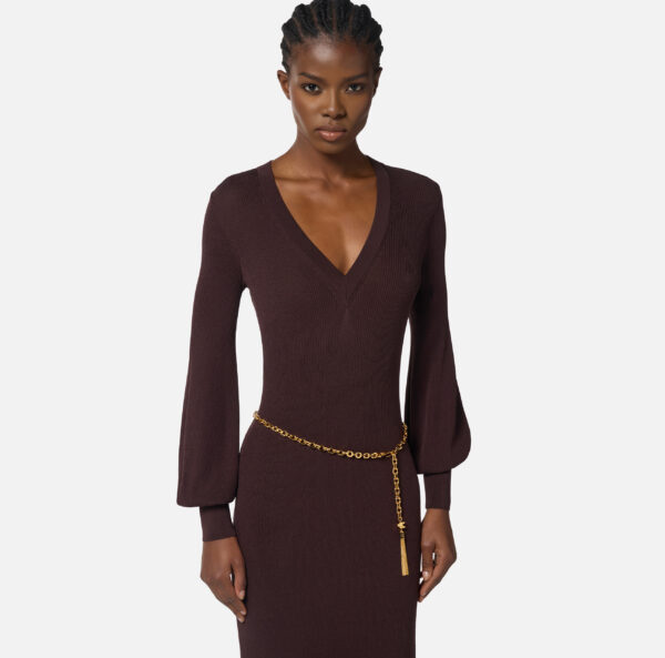 Vestido de punto de viscosa y seda con cinturón - Imagen 3