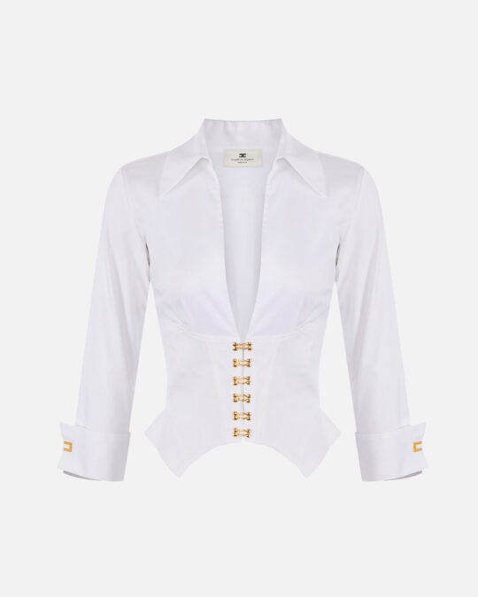 Camisa de algodón elástico con ganchos joya