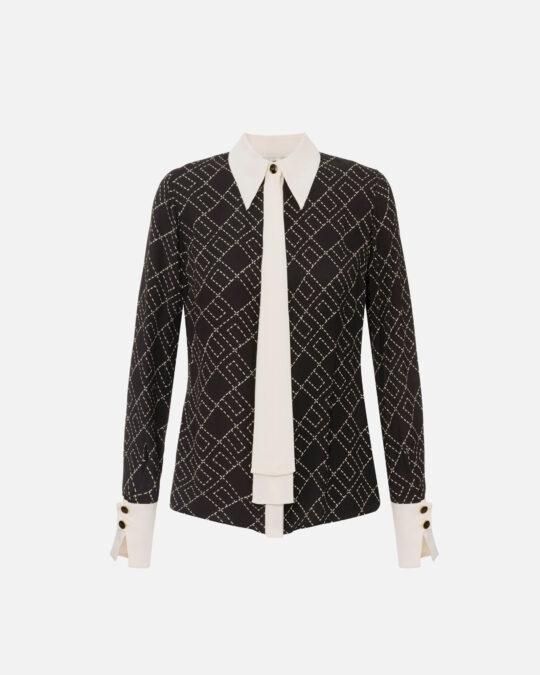Camisa de georgette con estampado bicolor