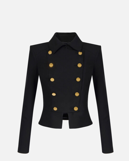 Chaqueta de tela bielástica con botones joya