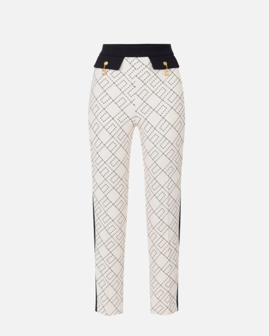 Pantalón bicolor de doble crepé con estampado