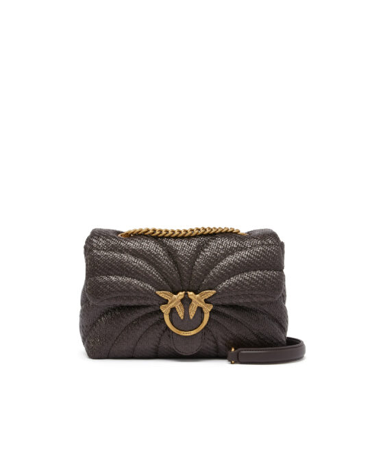 Bolso de hombro de rafia acolchado con mariposa Love Bag Puff
