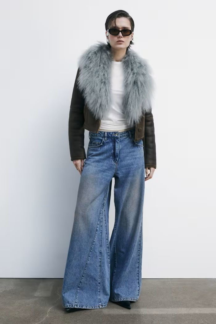 Cazadora corta de shearling con cuello de pelo - Imagen 6