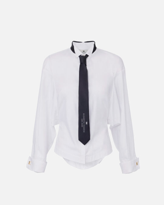 Camisa de popelina de algodón con corbata