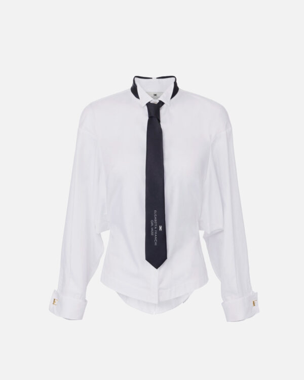 Camisa de popelina de algodón con corbata