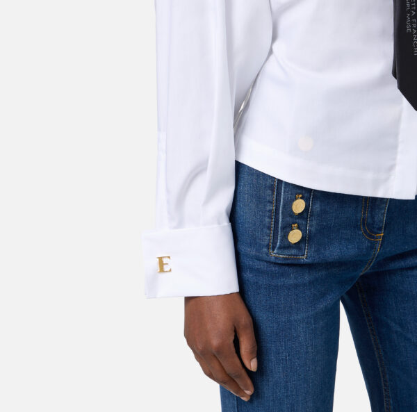 Camisa de popelina de algodón con corbata - Imagen 4