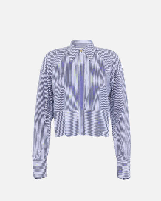 Camisa de popelina de rayas con logotipo