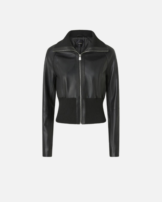 Chaqueta corta de napa y punto