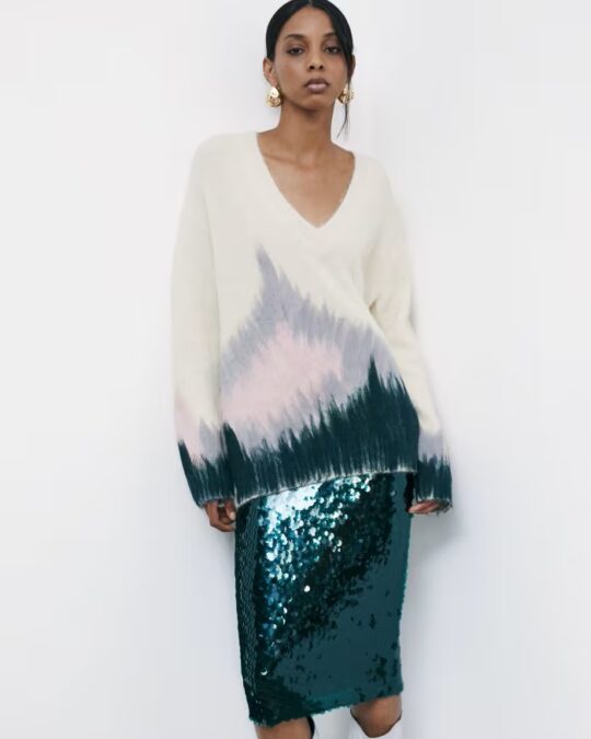 Suéter holgado oversize con estampado