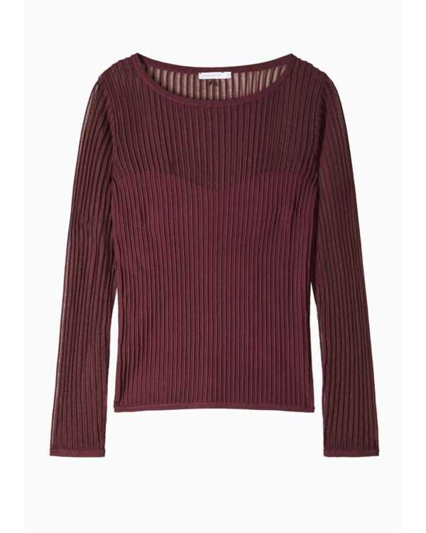 Camiseta ajustada transparente con canalé