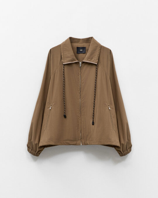 Chaqueta Beige con Cremallera y Cordones