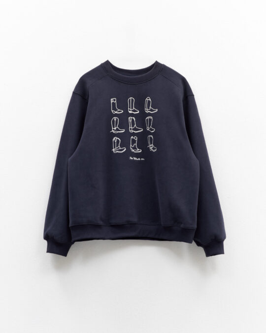 Sudadera Azul con Estampado de Botas