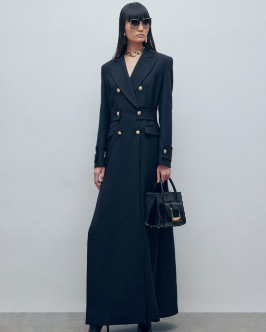 Abrigo Largo Negro Doble Botonadura