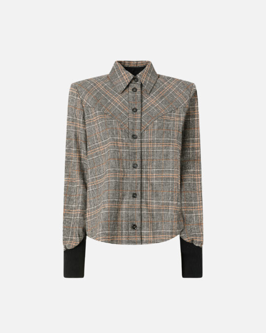 Camisa a cuadros con puños de punto