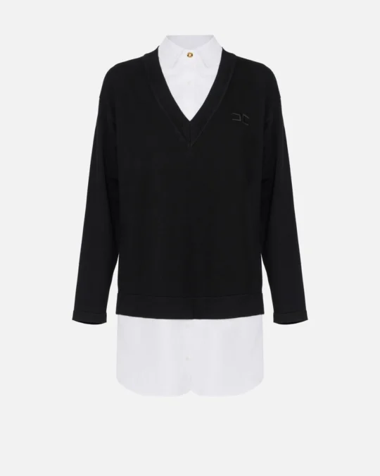 Vestido de punto de viscosa y popelina de algodón