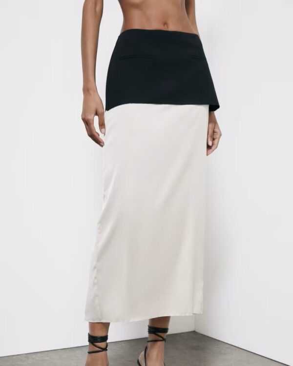 Falda midi color block en mezcla de viscosa - Preventa