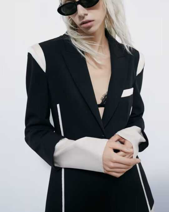 Blazer ajustado color block - Preventa