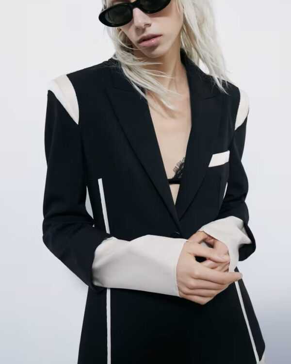Blazer ajustado color block - Preventa