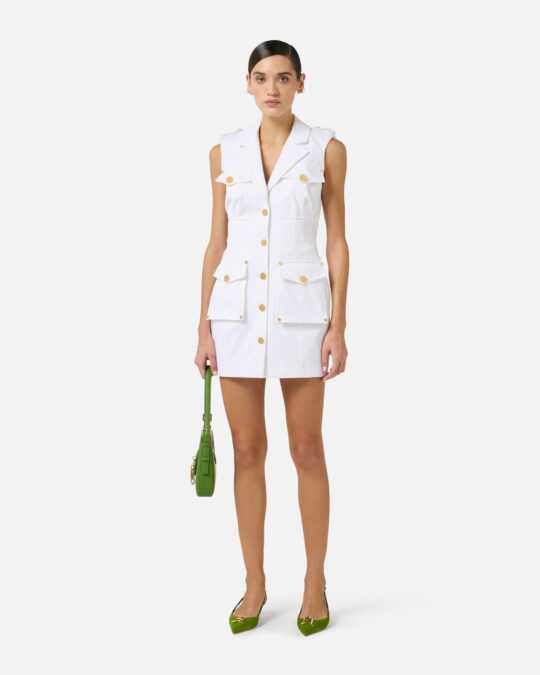 Vestido de gabardina de algodón con bolsillos grandes