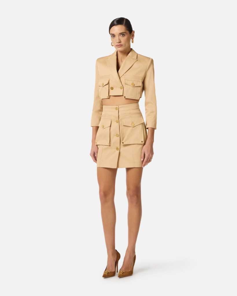 Chaqueta de gabardina de algodón con bolsillos grandes