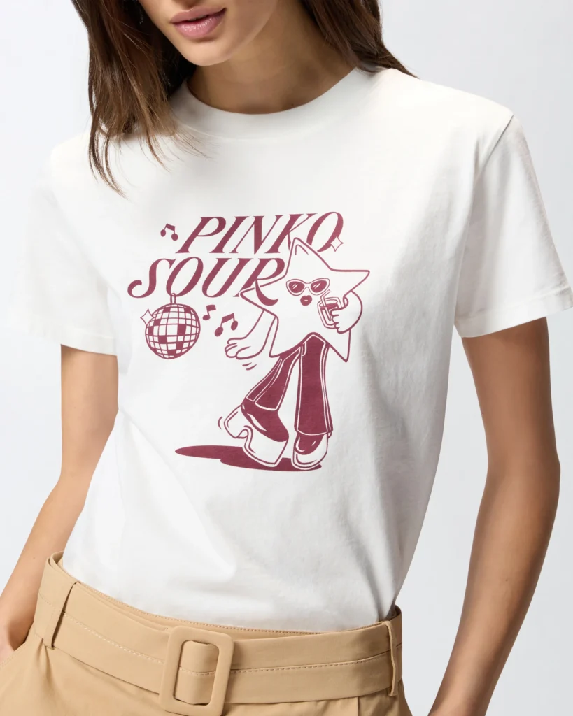Camiseta con estampado de estrella de disco Pinko Sour