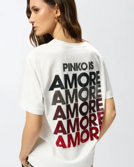 Camiseta con inscripción Amore de strass