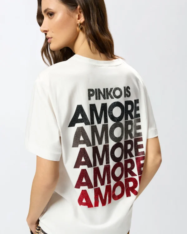Camiseta con inscripción Amore de strass