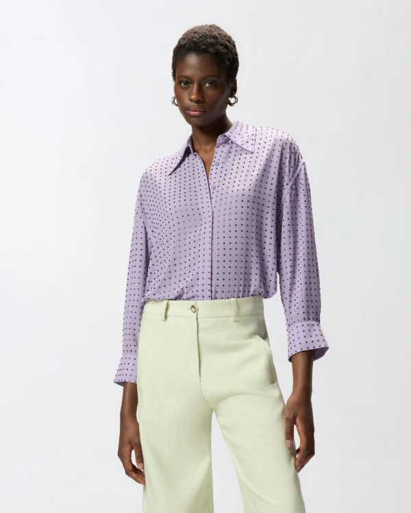 Camisa de georgette con pedrería