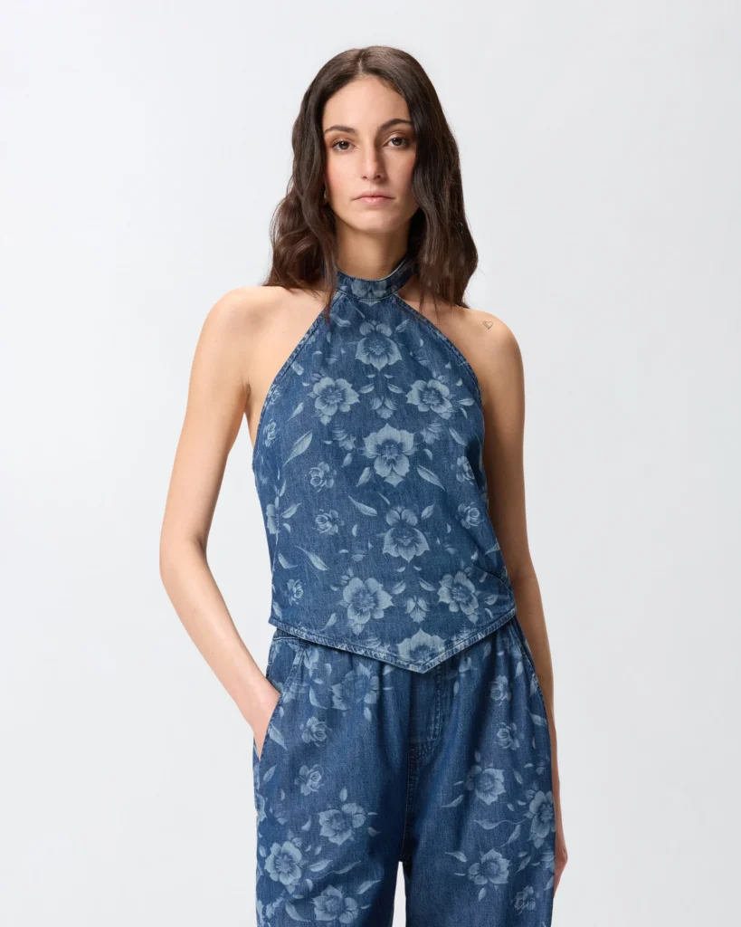 Top vaquero floral