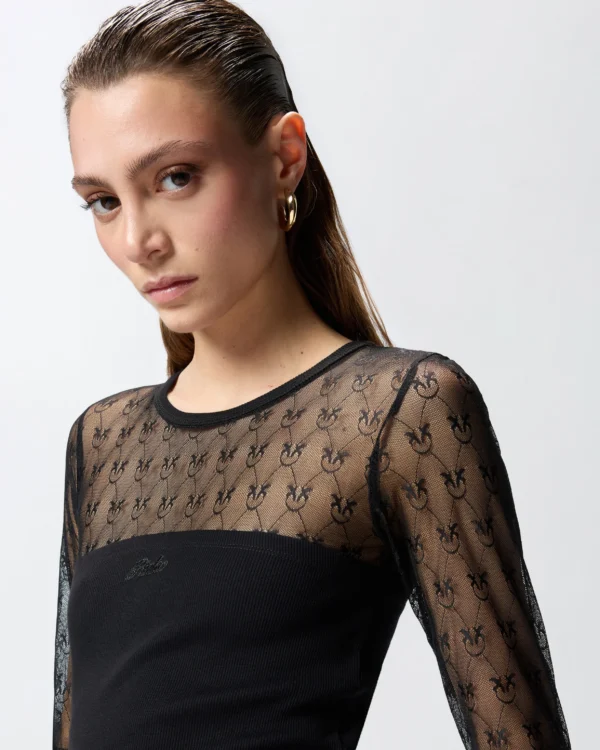 Jersey de punto con encaje con logotipo Love Birds