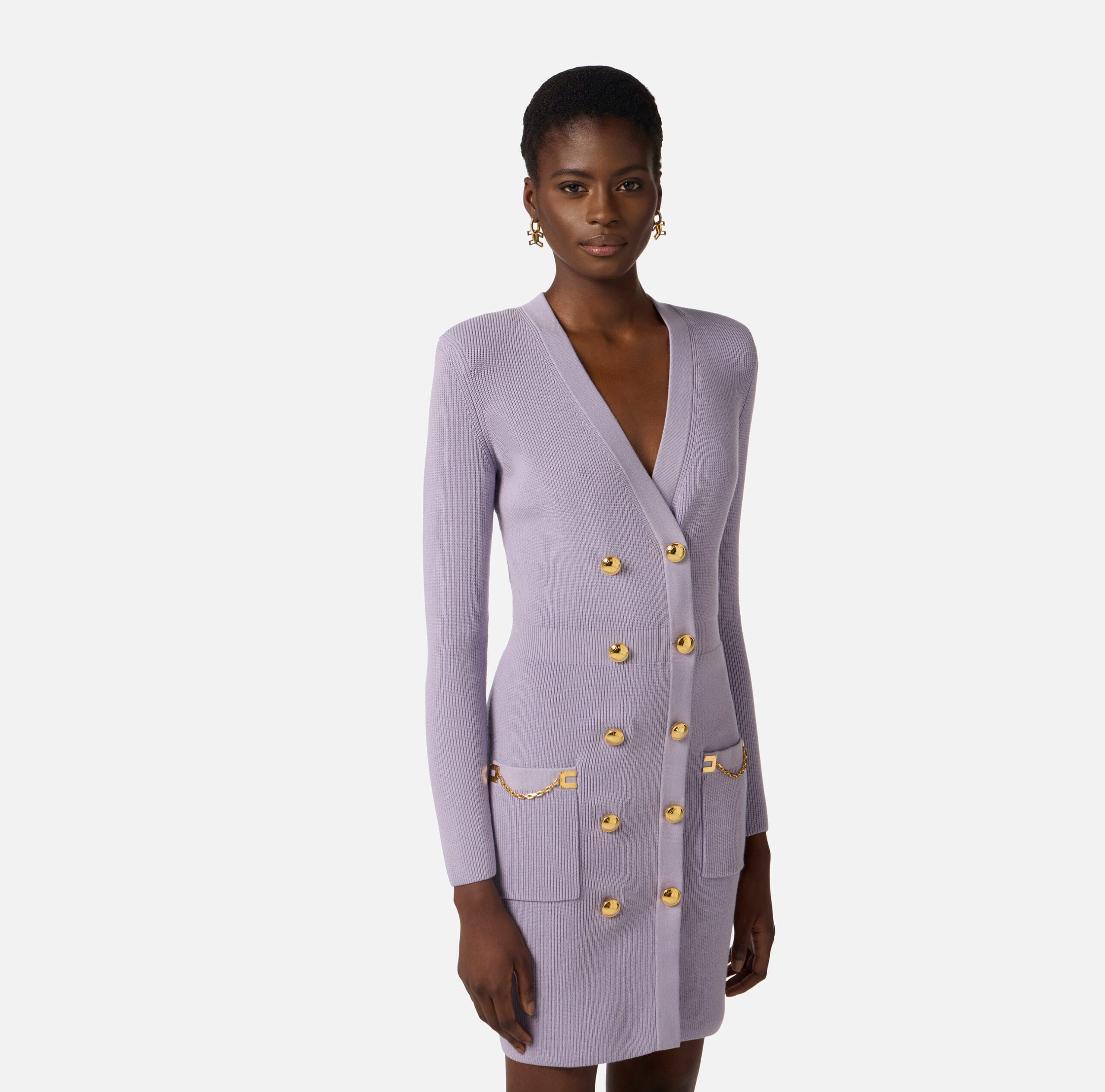 Vestido de punto con botones joya de Elisabetta Franchi para CLNDSTNO 3