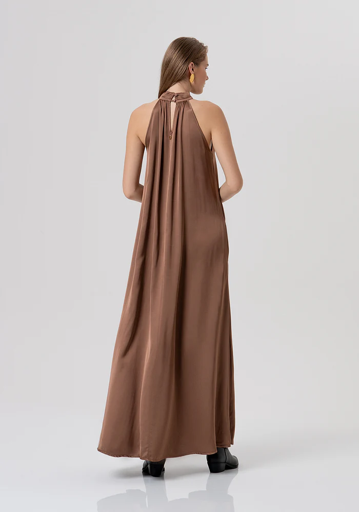 Vestido sin mangas en forma de A en satén - Imagen 3