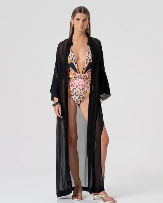 Kimono largo de corte regular en georgette